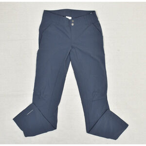 Columbia Women Straight Pants Chino Polyester Blue Size 4 Omni-Shade Solid Zip